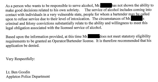 Safety And Licensing Committee Reviews Two Operator Bartender License