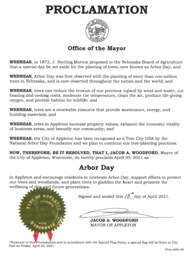 Mayor Woodford To Present Arbor Day and Earth Day Proclamations At 04