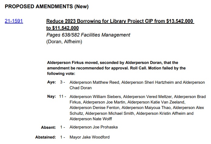 Common Council Defeats Amendment That Called For 2023 Library Project ...