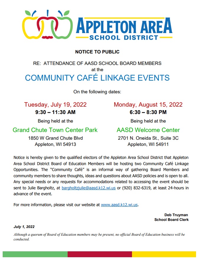 Appleton Area School District Holding Community Linkages Event 08/15